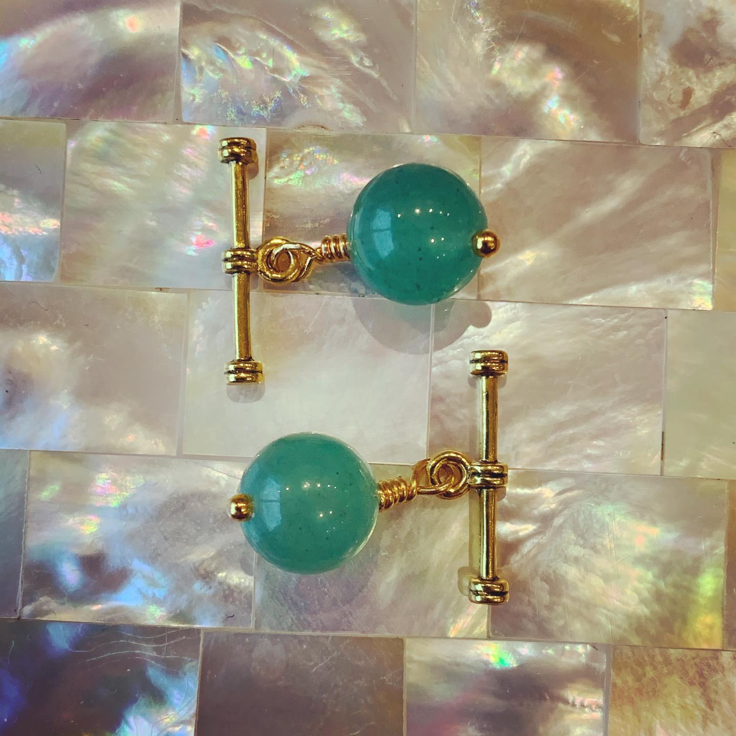 Show Me the Green - Aventurine Cuff Links with Gold/Silver Toggles