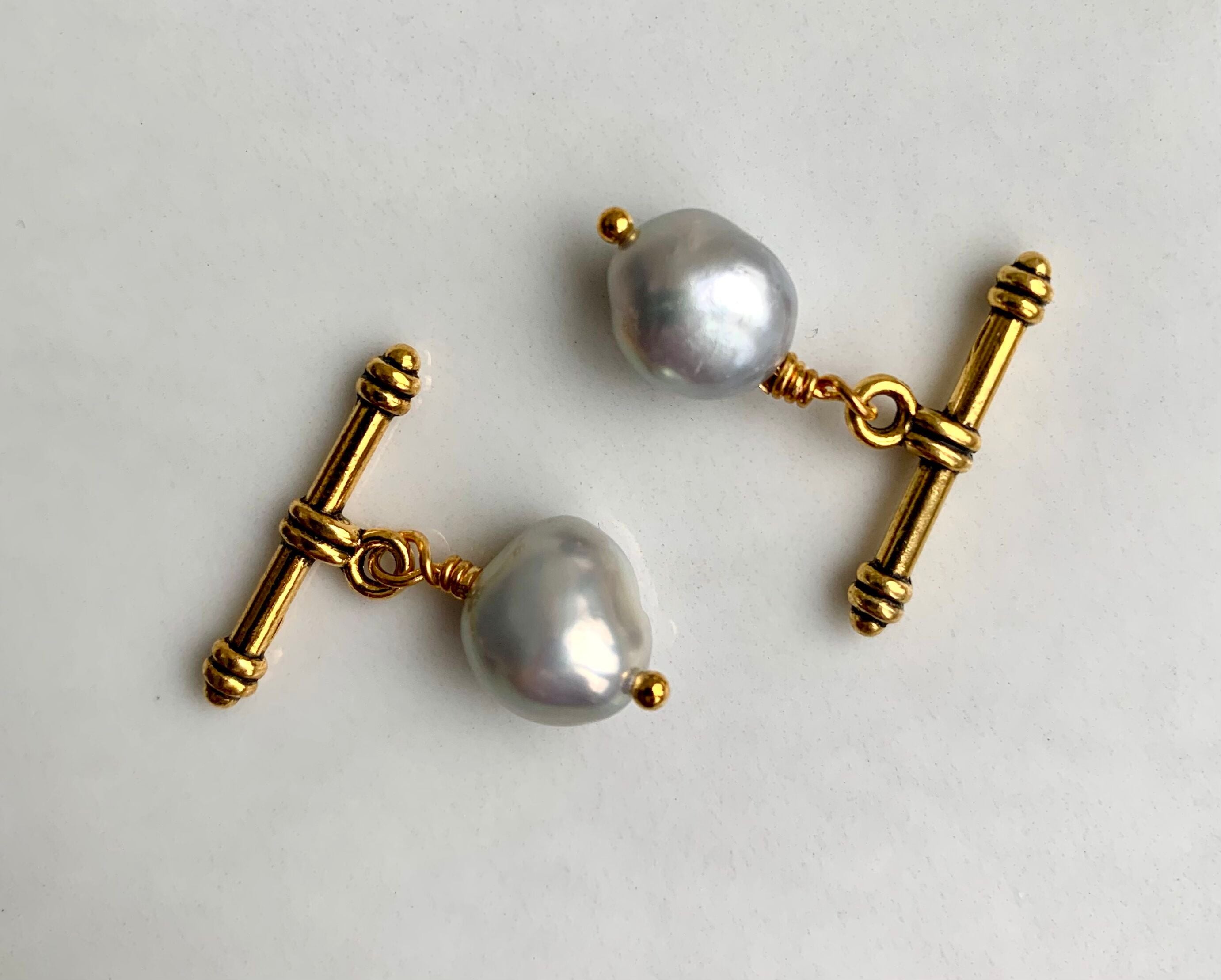 Pearl Gold Screw Back Earrings