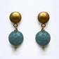 Raw Aquamarine Drop Earrings with Shiny/Matte Gold Studs